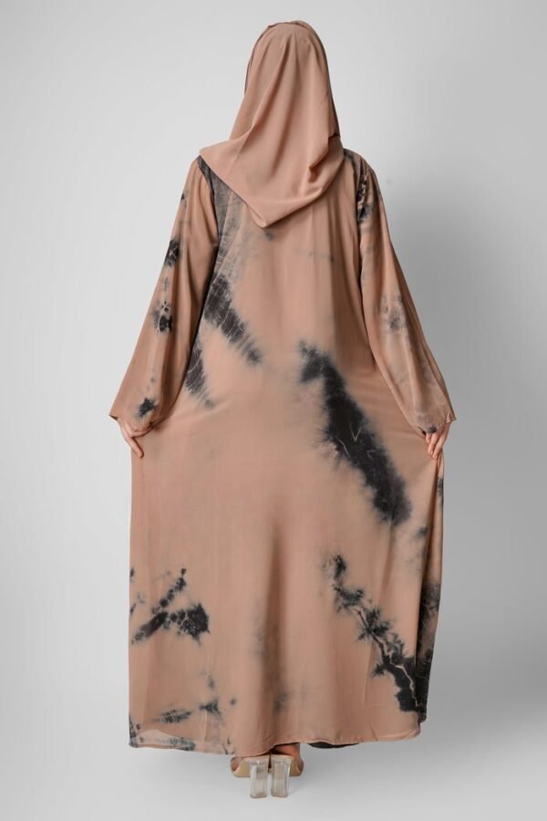 Imported Tie-Dye Double Layered Abaya - ( LITE BROWN )