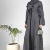Imported Tie-Dye Double Layered Abaya - ( GRAY)