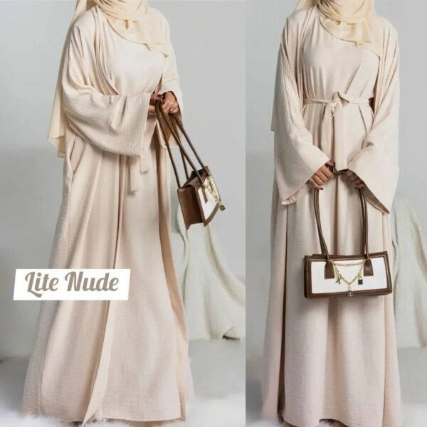 Original Dubai Crush Double Shrugs Abaya - LITE NUDE