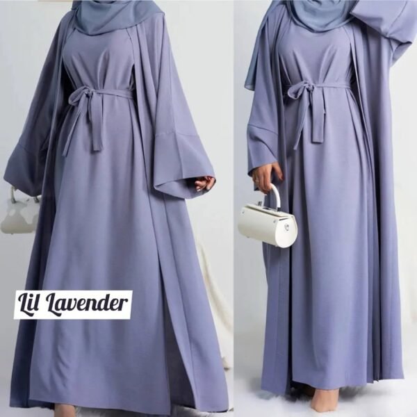 Original Dubai Crush Double Shrugs Abaya - LIL LAVENDER