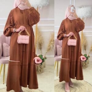Binish Front Open Abaya | MOCHA BROWN