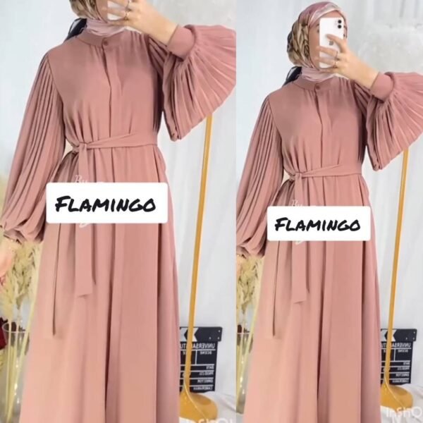 Binish Front Open Abaya | FLAMINGO