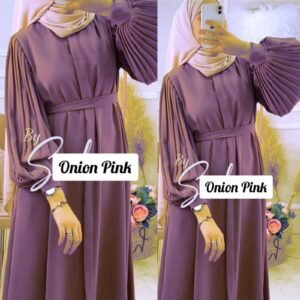 Binish Front Open Abaya | ONION PINK