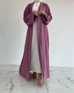 Ruhi Imported Double Shrugs Abaya - PINK TO WHITE