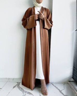 Ruhi Imported Double Shrugs Abaya - COPPER TO WHITE