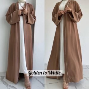 Ruhi Imported Double Shrugs Abaya - GOLDEN TO WHITE