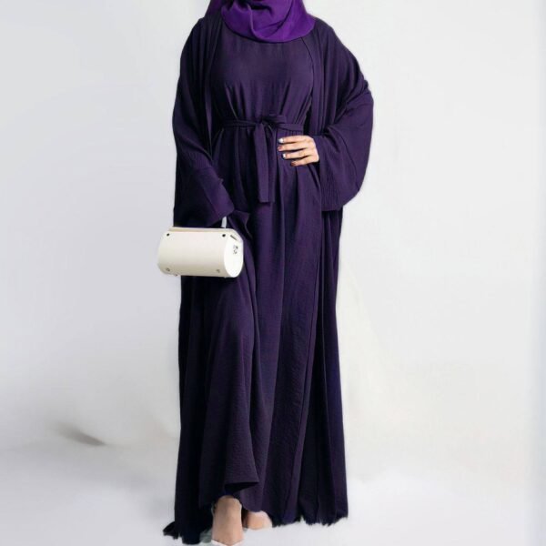 Original Dubai Crush Double Shrugs Abaya - PURPLE