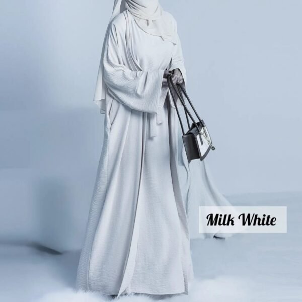 Original Dubai Crush Double Shrugs Abaya - MILK WHITE