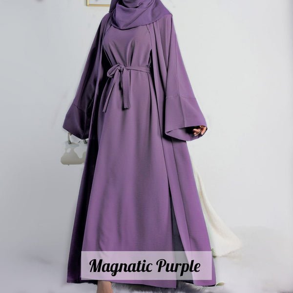 Original Dubai Crush Double Shrugs Abaya - MAGNETIC PURPLE