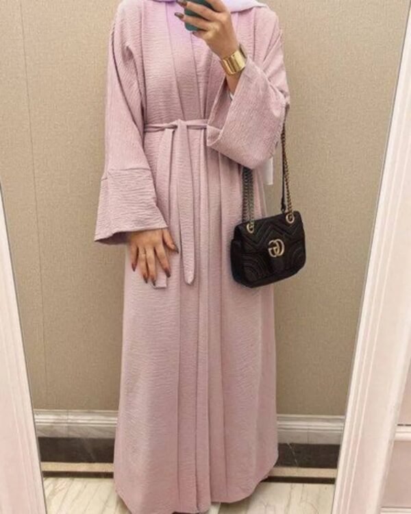 Original Dubai Crush Double Shrugs Abaya - SOFT PINK