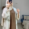 Nura Printed Double Shrug Abaya -COPPER ( NEW LAUNCH )