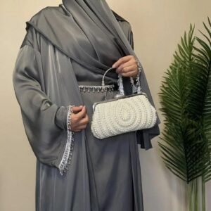 Saffia Double Shrug Lace Abaya | GRAY