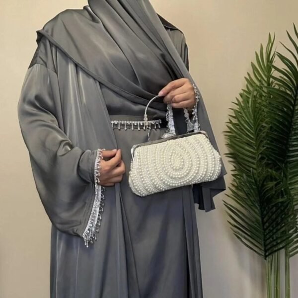 Saffia Double Shrug Lace Abaya | GRAY