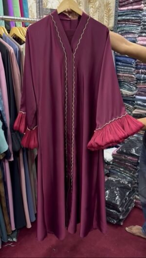 Al-Fatimah Front Open Abaya | MAROON