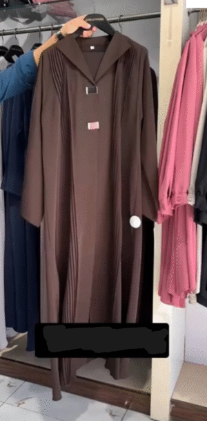 Ayzal Front Open Pintex Abaya | COFFEE