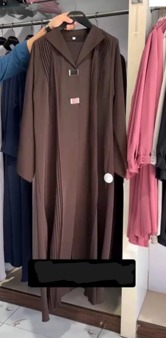 Ayzal Front Open Pintex Abaya | COFFEE