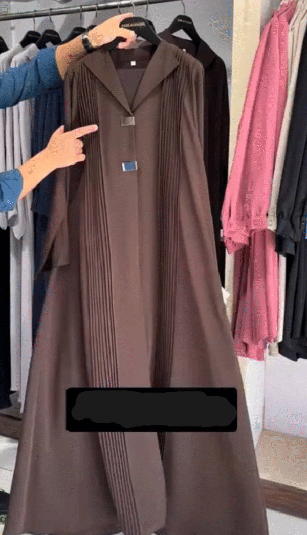 Ayzal Front Open Pintex Abaya | COFFEE