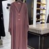 Ayzal Front Open Pintex Abaya | SPL BROWN