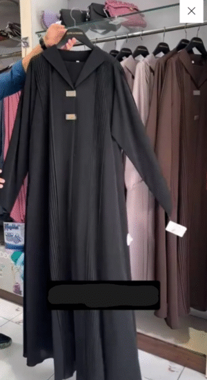 Ayzal Front Open Pintex Abaya l BLACK