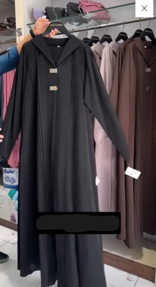 Ayzal Front Open Pintex Abaya l BLACK