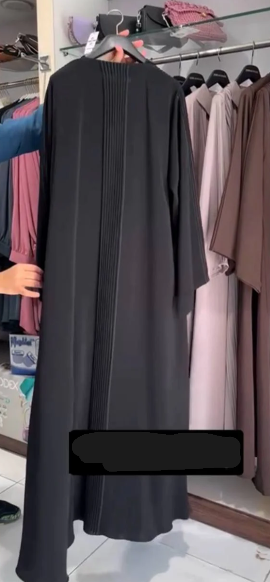 Ayzal Front Open Pintex Abaya l BLACK