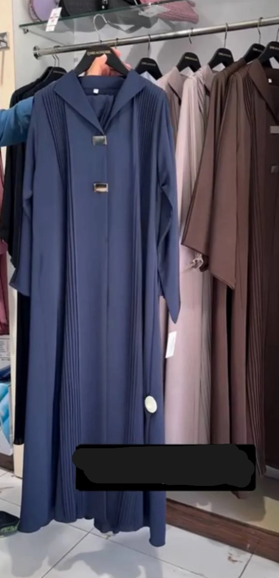 Ayzal Front Open Pintex Abaya | BLUE