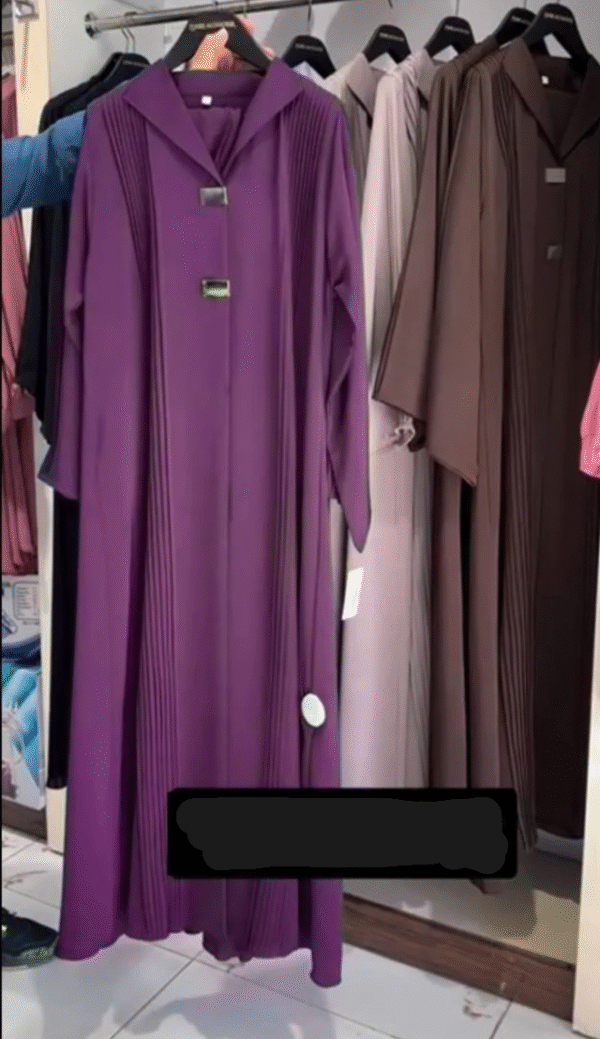 Ayzal Front Open Pintex Abaya | PURPLE