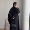 Hania Plain Pipin Abaya - BLACK ( NEW LAUNCH )