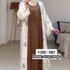 Nura Printed Double Shrug Abaya -COPPER ( NEW LAUNCH )