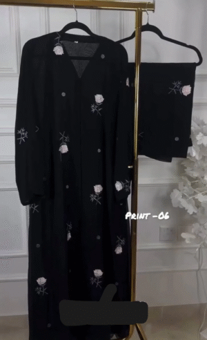 Al-Husna Front Open Abaya | PRINT- 06