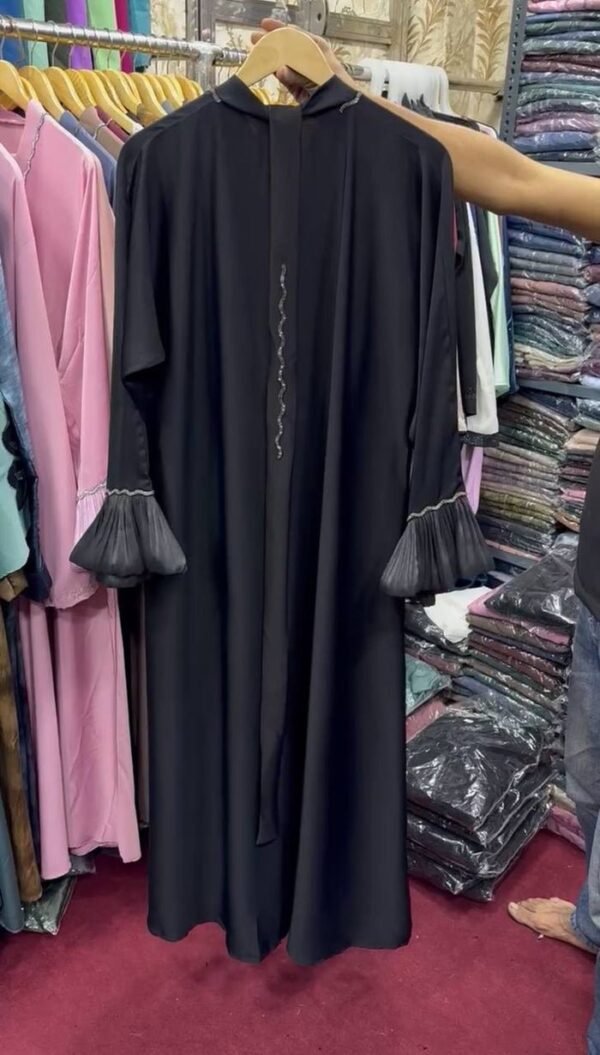 Al-Fatimah Front Open Abaya | BLACK