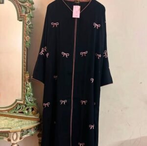 AFIFA A-LINE BOW ABAYA | BLACK