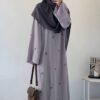ZARQA BOW EMBROIDERY ABAYA | SAND GRAY