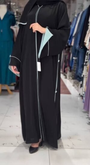 IFFAT FRONT OPEN ABAYA | SEA GREEN