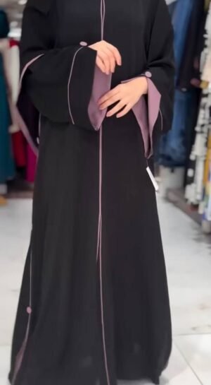 IFFAT FRONT OPEN ABAYA | PINK